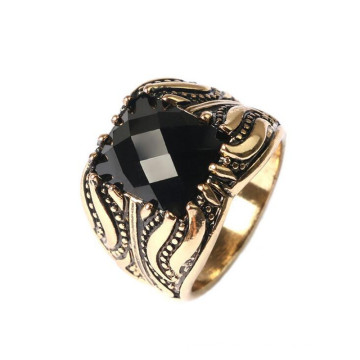 Anillo de joyería de oro de Arabia 24k Diamond Single Stone Ring Designs
